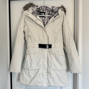 White North Face Belted Parka Size M